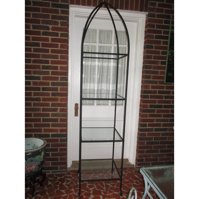 1920s Vintage Regency Iron & Glass 4 Tier Crown Top Display Shelf Case / Etagere For Sale - Image 5 of 10