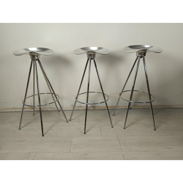 Vintage Chrome Bar Stools by Pepe Cortés, 1980s, Set of 3, in Good conditions. Designed 1980 to 1989 This piece has an...