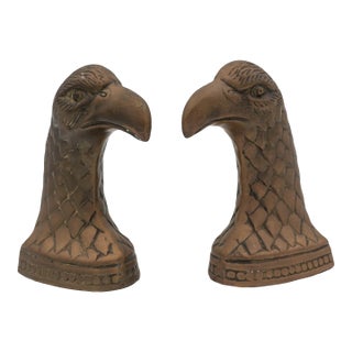 Pair of 1950s Patinated Eagle Bookends For Sale