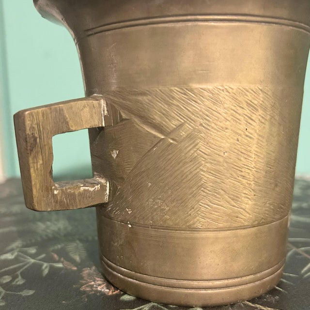 Brass Vintage Pharmacy Apothecary Brass Mortar For Sale - Image 8 of 12