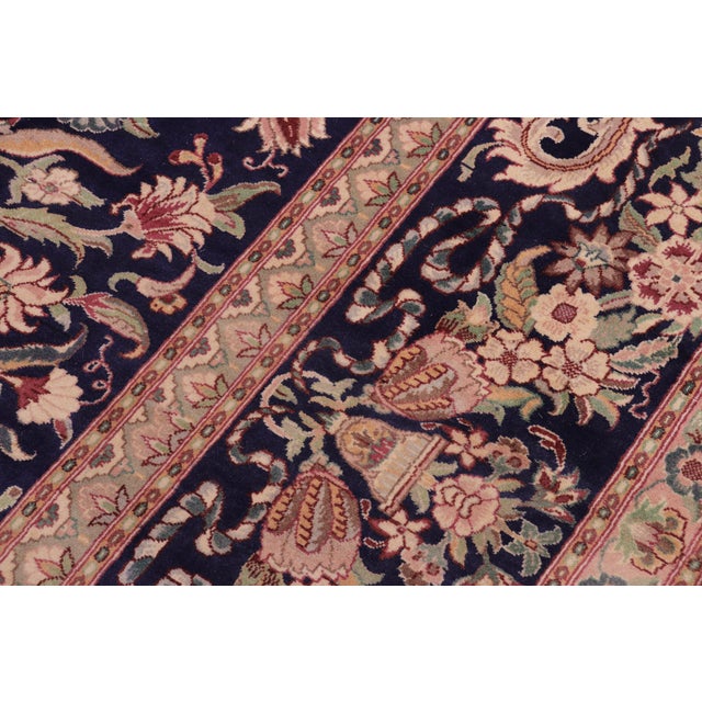 1990s Shabby Chic Tamour Pak-Persian Blue/Red Wool Rug - 10'2'' X 14'1'' For Sale - Image 5 of 8