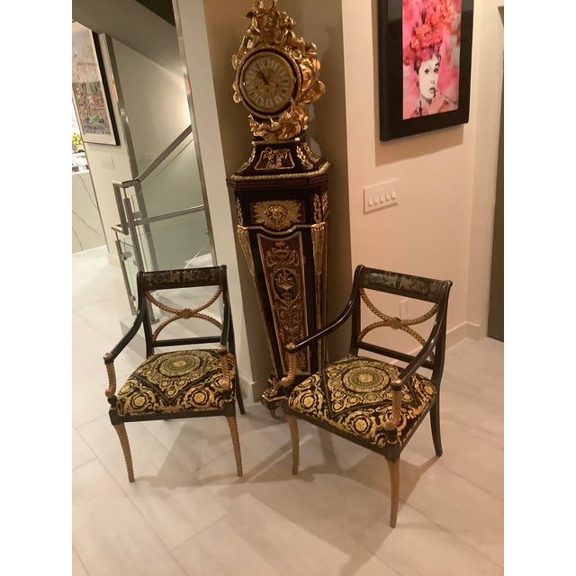 Hand Painted Accent Chairs with Atelier Versace Upholstery a Pair