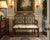 Vintage Chinese Chippendale Style Double-Back Walnut Settee With Botanical Upholstery For Sale - Image 4 of 10