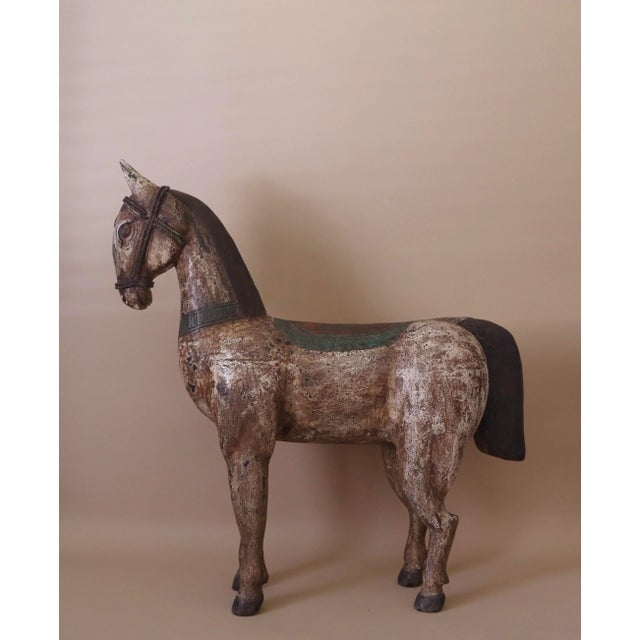 Early 19th Century Antique XL Carved Wood Horse For Sale - Image 5 of 5