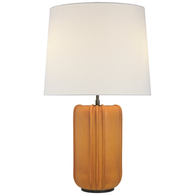 Transitional Thomas O'Brien by Visual Comfort Signature Minx Large Table Lamp in Burnt Sienna with Linen Shade For Sale - Image 3 of 3