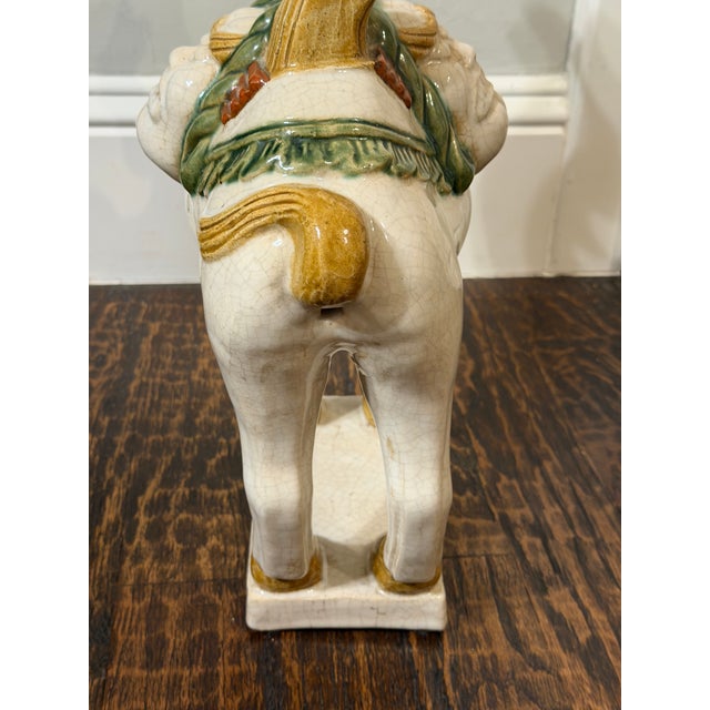 Camel Large Vintage Chinese Tang-Style Crackle Glaze Ceramic Camel Sculpture For Sale - Image 8 of 18