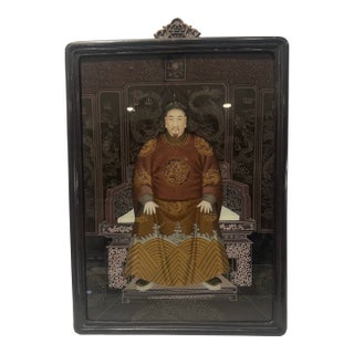 Vintage Reverse Painting on Glass of Chinese Elder For Sale