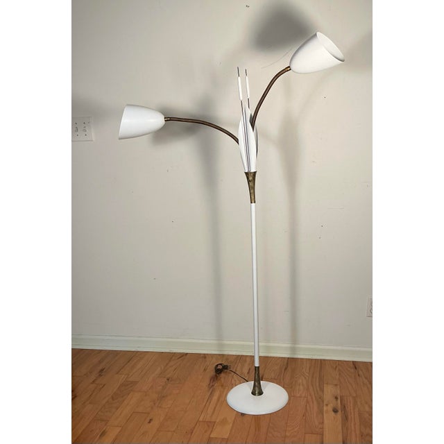 1950s Classic Mid-Century Modern "Cattail" Gooseneck Floor Lamp Atomic-Era, Circa 50s 60s For Sale - Image 5 of 12