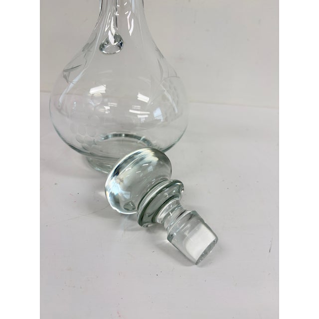 Vintage 1980s Etched Crystal Grape Vine Wine Decanter With Handle & Ball Stopper For Sale - Image 16 of 16