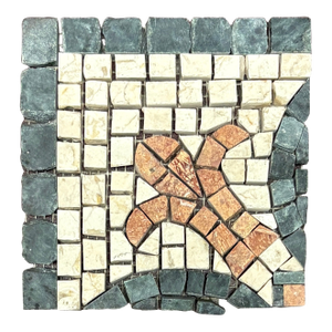 Verde Saltan Marble / Botticino Marble / Montsoreau Marble Satin Finish Fungi Decorative Mosaic Corner
