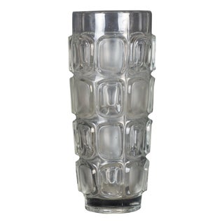 Cylindrical Murano Glass Vase with Relief Design, Italy, 1970s, For Sale