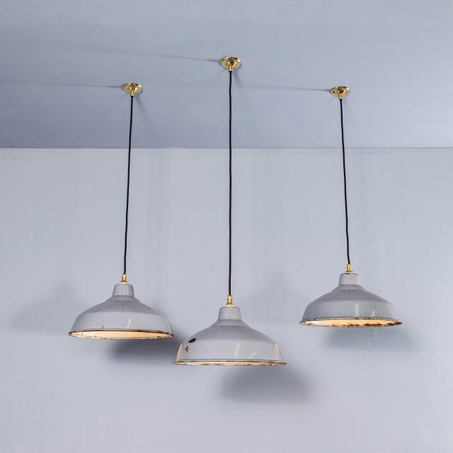 Industrial Enamelled Grey Model 5 Pendant Lamp from Benjamin, 1950s For Sale - Image 4 of 11