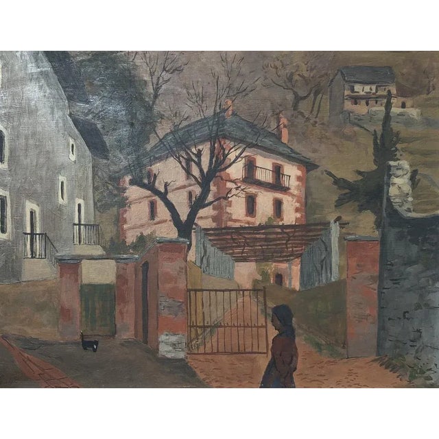 Jules Gaillepand, Locarno, 1940, Oil on Wood, Framed, in Flawless conditions. Designed 1920 to 1949 This piece has an...