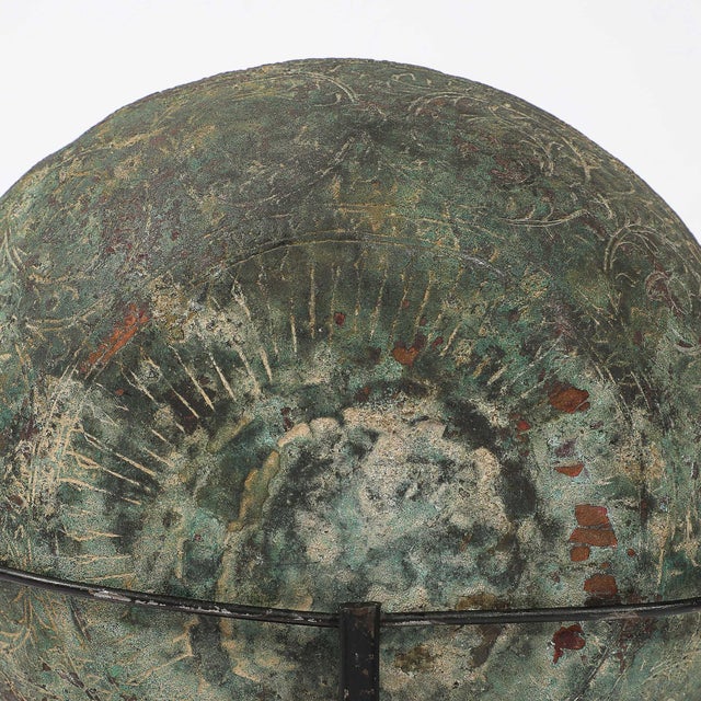 Antique Eastern Mediterranean Patinated Copper Bowl on Museum Stand For Sale - Image 10 of 11