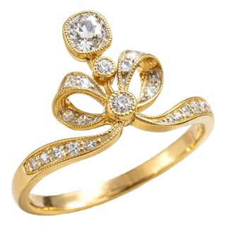 Art-Deco Style Moissanite Silver, Gold Ring, Size 6 For Sale