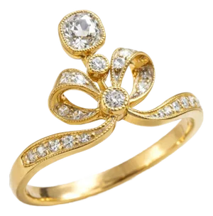 Art-Deco Style Moissanite Silver, Gold Ring, Size 6