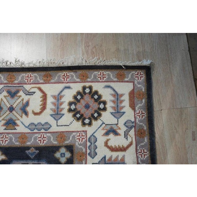 2020s 8x10 Blue Hand-Knotted Wool Floral Medallion Border Traditional Carpet Rug For Sale - Image 5 of 7