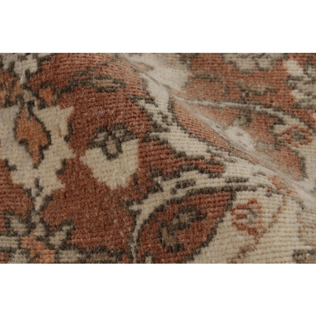 Beige Antique Turkish Hereke Rug, Brown and Beige Floral Medallion - Rug & Kilim For Sale - Image 8 of 9