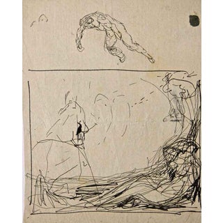 Gabriele Galantara, Man with Cap, Ink Drawing, 1907 For Sale