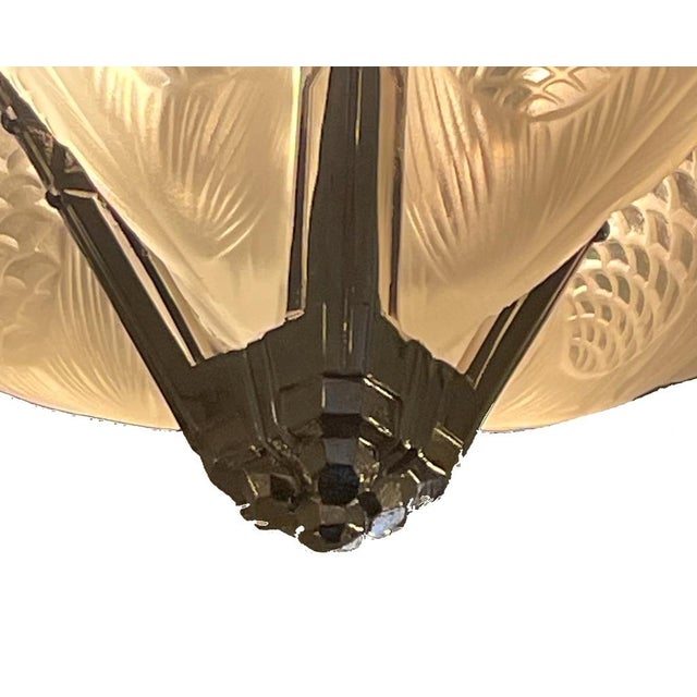 Silver Art Deco Pendant Light from Verrerie d'Art Degué, 1925 For Sale - Image 8 of 12