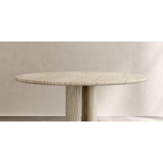 Not Yet Made - Made To Order Roman Dining Table III in Bianco Alabastrino Travertine by Paloma Editions For Sale - Image 5 of 7