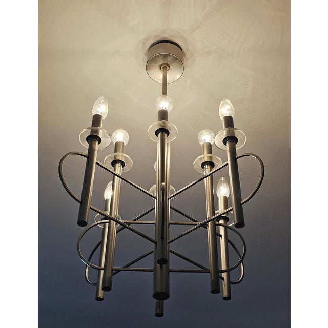 Space Age Chandelier in Shape of Atom attributed to Gaetano Sciolari, Italy, 1970s For Sale - Image 12 of 14