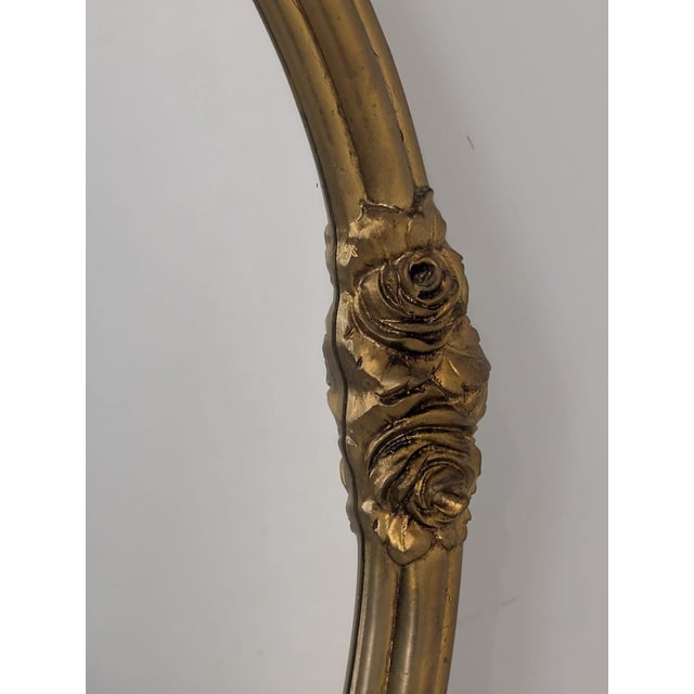 Wood Vintage Oval Mirror in Gilded Frame, 1965 For Sale - Image 7 of 12