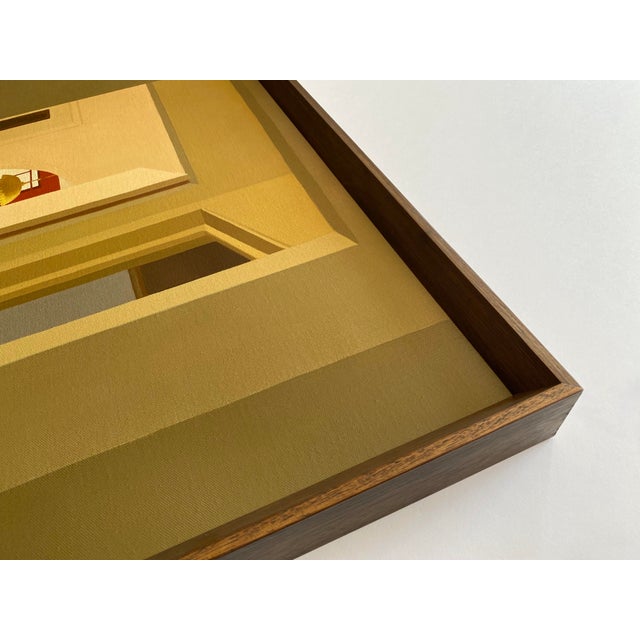 Barbara Morgan Roberts Vintage 1974 Mid Century Modern Edward Hopper Style " Interior " Framed Original Large Realist Painting For Sale - Image 10 of 17