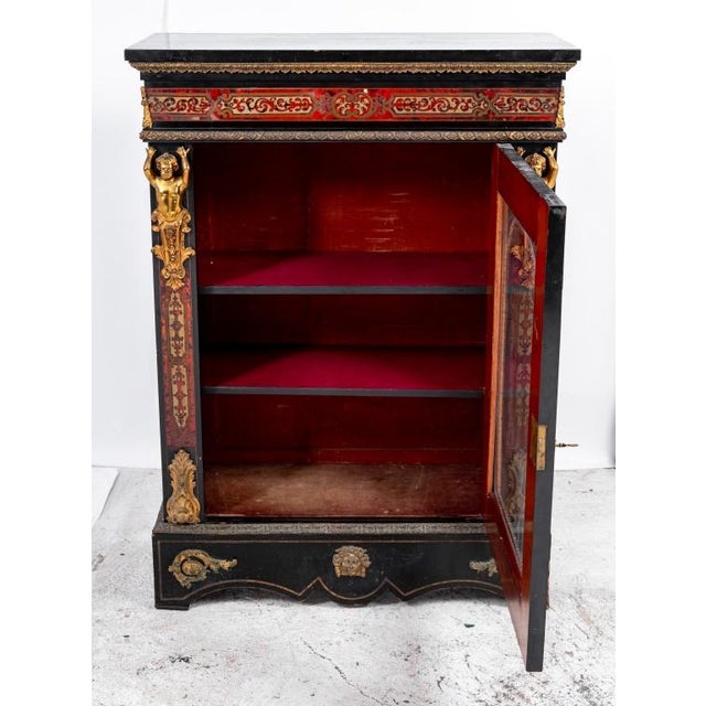 Napoleon III Gilt Metal Mounted Faux Tortoiseshell and Brass Inlay Boulle Pier Cabinet, late 19th century, the rectangular...