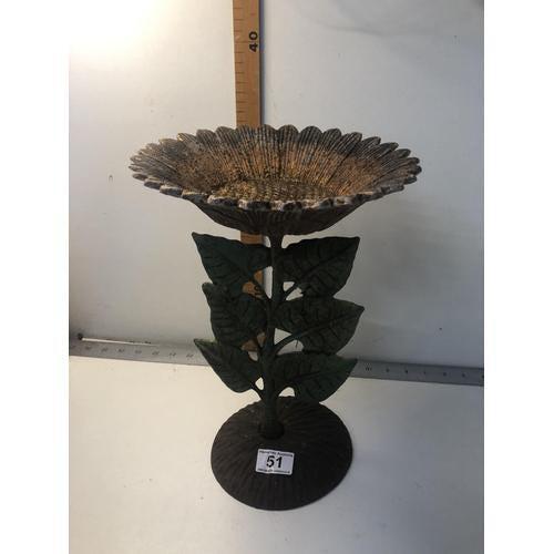 Cast Iron Sunflower Ornamental Garden Bird Bath For Sale - Image 5 of 6