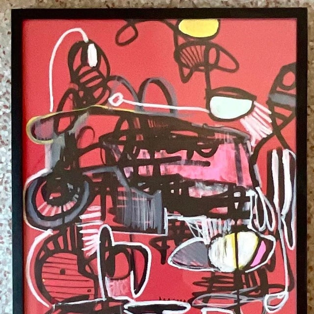 Late 20th Century Vintage Abstract Signed Original Oil on Paper For Sale - Image 5 of 13