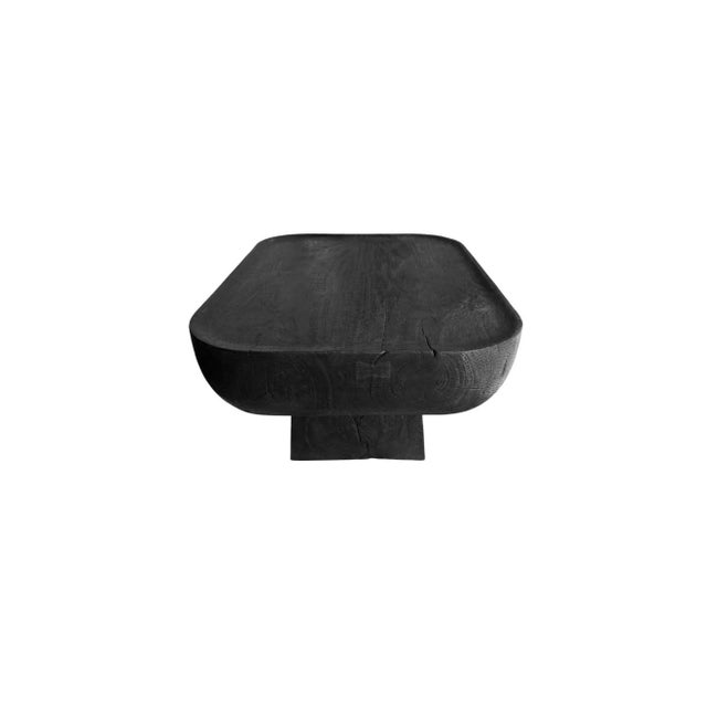 Contemporary Hand-Crafted Suar Wood Table Burnt Finish, Modern Organic For Sale - Image 3 of 9