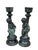 Vintage French Style Patinated Brass and Bronze Figural Cherub Putti Candlesticks - A Pair For Sale