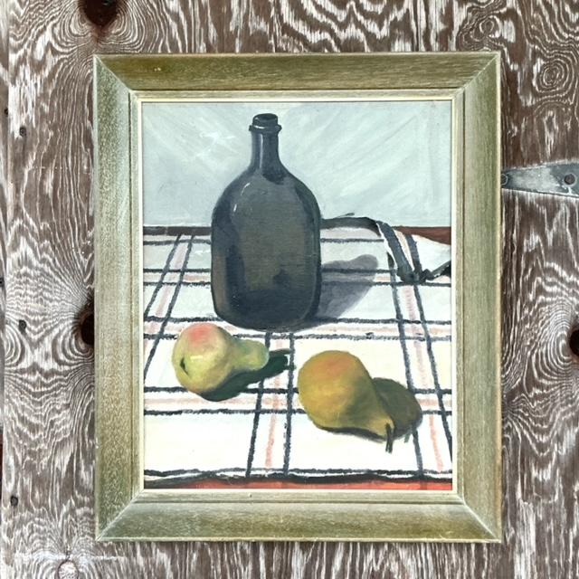 Vintage Boho Original Still Life Oil On Canvas For Sale - Image 4 of 6