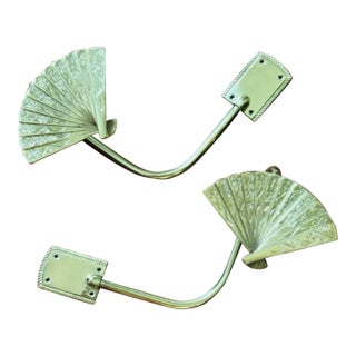 Vintage Brass Chinoiserie Curtain Tie Backs- Set of Two For Sale