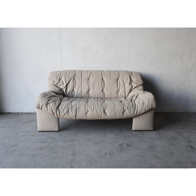 Contemporary 1970s Post Modern Leather Loveseat by Intertime Switzerland For Sale - Image 3 of 10