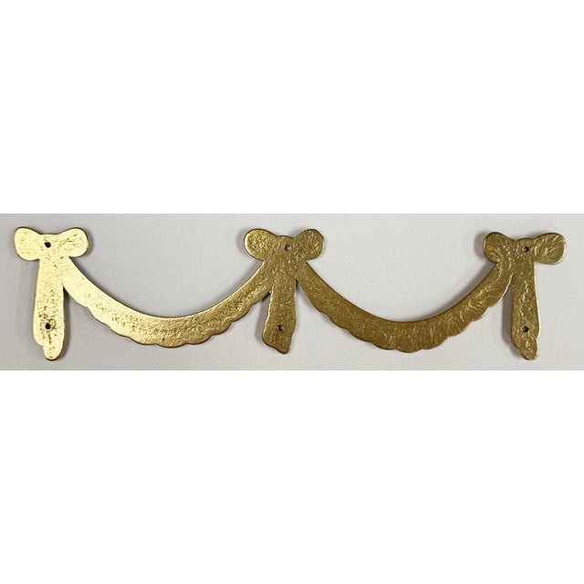 Vintage French Provincial Style Decorative Brass Ribbon Swag Embellishment For Sale - Image 4 of 4
