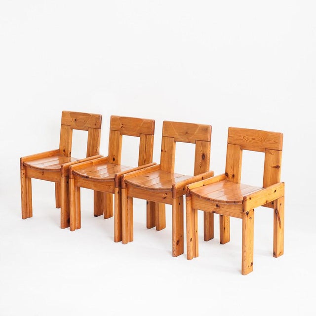 Brutalist Vintage Pine Chairs attributed to Silvio Coppola for Fratelli Montin, Italy, 1970s, Set of 4 For Sale - Image 3 of 16
