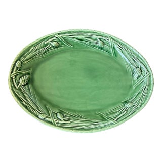 Vintage Bordallo Pinheiro Pine Green Serving Platter For Sale