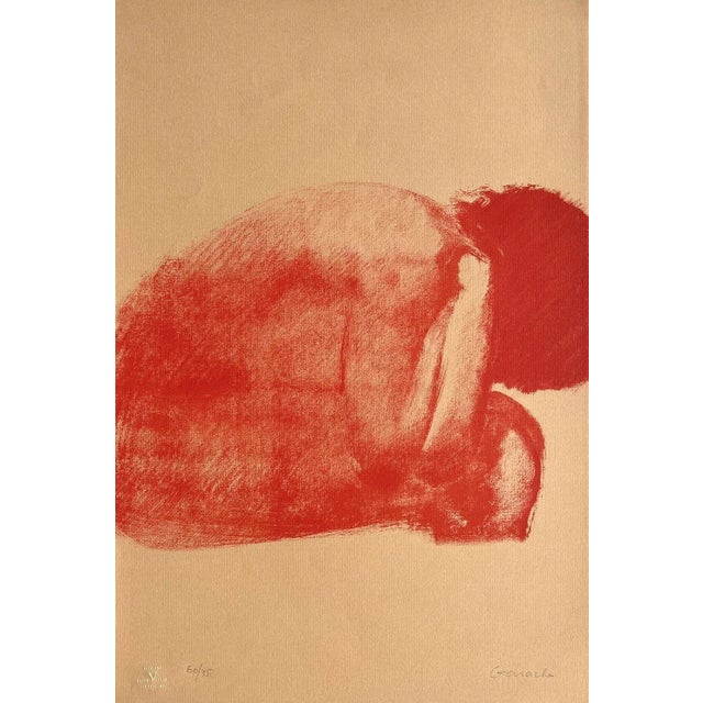 Claude GARACHE NU ROUGE ASSIS 1981 lithograph on laid paper signed and numbered in pencil 19.7 x 13.4 in published by :...