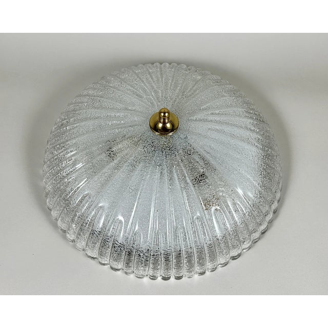 Vintage Hollywood Regency Flush Mount in Glass with Brass Pin For Sale - Image 4 of 8