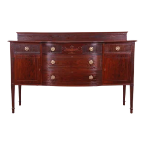Antique French Regency Louis XVI Style Carved Mahogany Sideboard or Bar Cabinet, Newly Refinished