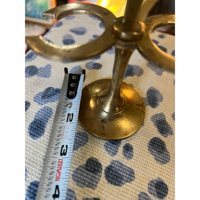 Metal 1970s Pair of Brass Salt and Pepper Shakers on Stand For Sale - Image 7 of 8