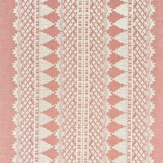Schumacher Wentworth Embroidery Fabric in Rose For Sale