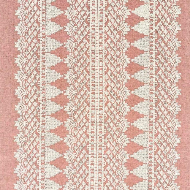 Schumacher Wentworth Embroidery Fabric in Rose For Sale