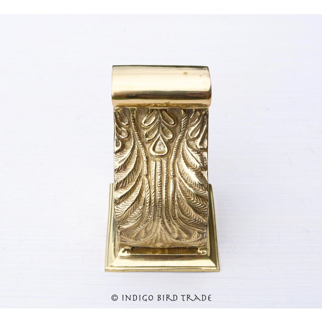 Vintage Brass Ornate Curtain Drapery Rod Holders Corbel Brackets - Set of 2 For Sale - Image 4 of 7