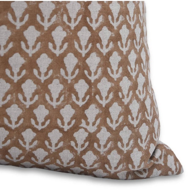 Fabdivine Artistic Cushion Cover 14x14 Inch Floral Prints on Pure Linen-Trishul For Sale - Image 4 of 5