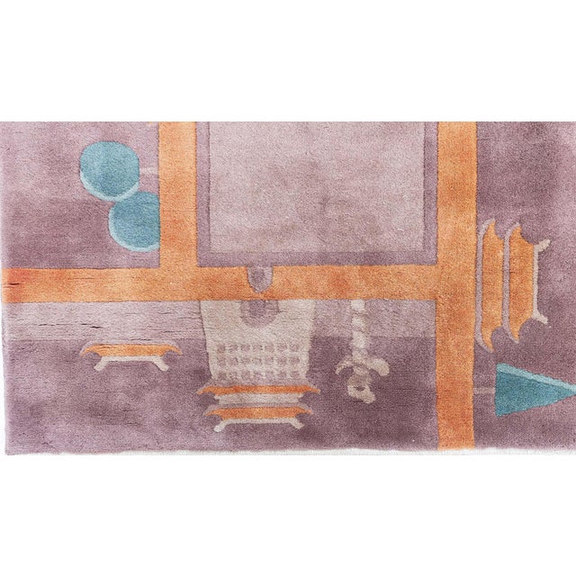 Chinese Doris Leslie Blau Vintage Chinese Abstract Pale Sand Hand-Knotted Wool Rug For Sale - Image 3 of 7