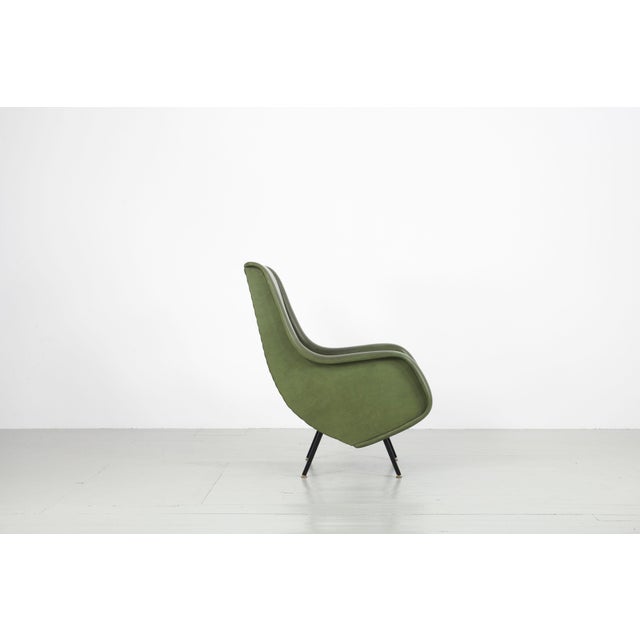 Metal Mid-Century Italian Green Leatherette Armchair, 1950s For Sale - Image 7 of 14