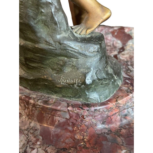 1920s Rudolfi Bronze Nude on Marble Fountain Form Tray. Germany. For Sale - Image 4 of 7